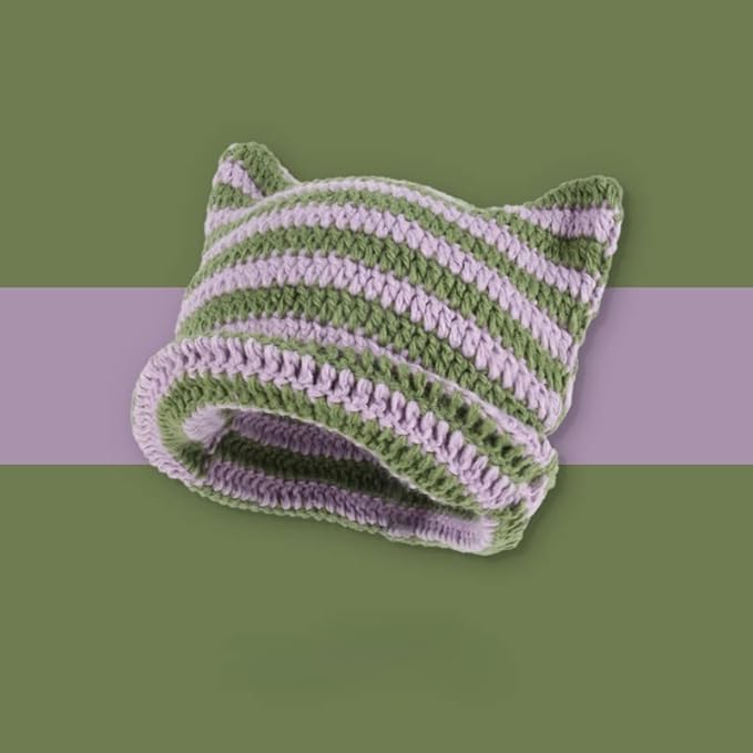 Crochet Hats for Women Cat Beanie Vintage Beanies Women Fox Hat Grunge Accessories Slouchy Beanies for Women