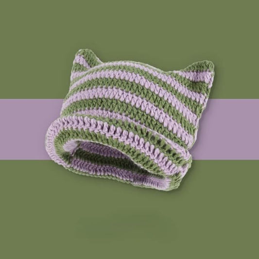 Crochet Hats for Women Cat Beanie Vintage Beanies Women Fox Hat Grunge Accessories Slouchy Beanies for Women