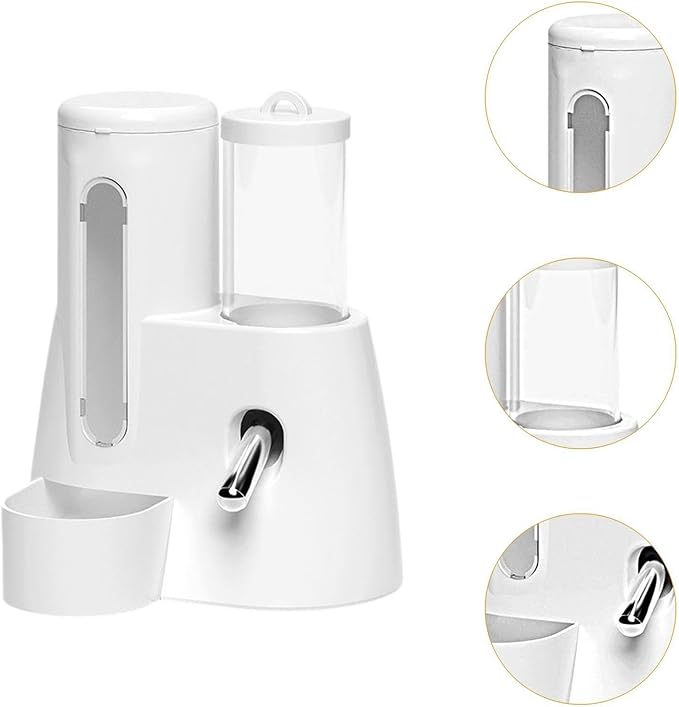 Baoblaze Automatic Hamster Feeder Food Dispenser Hamster Water Bottle Lightweight Clear Food Container for Ferrets Gerbils Chinchillas, White, 80ml