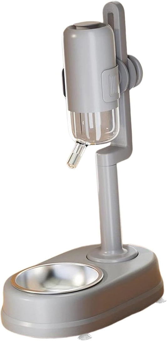 Baoblaze Pet Standing Water Dispenser Pet Feeder and Waterer Food Container, with Adjustable Height for Ferrets Bunny Kittens, Gray