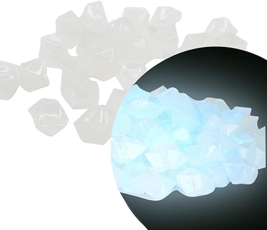 200PCS Glow Stones Pebbles, Gardening Luminous Glow Stones Rocks Outdoor Decor Glowing Water Fish Tank Gravel (White in Daytime, Blue in The Dark)