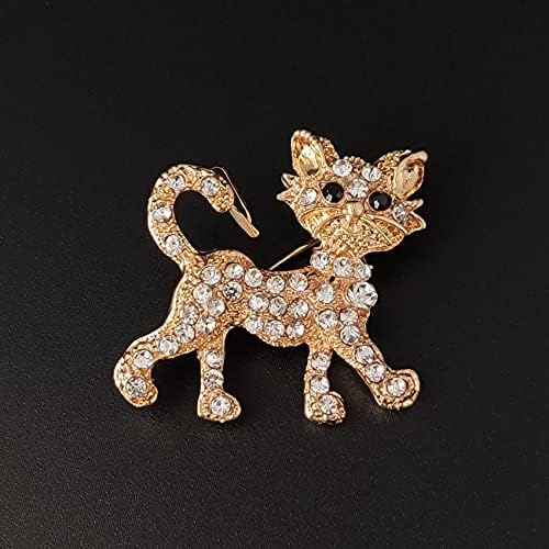 coadipress Rhinestone Cat Brooch Pin for Women Cute Crystal Animal Cat Lapel Pin Clothing Dainty Accessories Jewelry