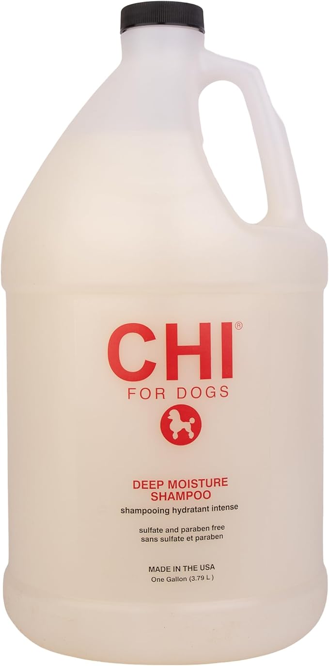 CHI for Dogs Deep Moisture Shampoo, Professional Dog Grooming Formula for Dry Coats, Hydrating and Nourishing Gallon Size Wash for All Breeds and Hair Types, 128 Fl Oz