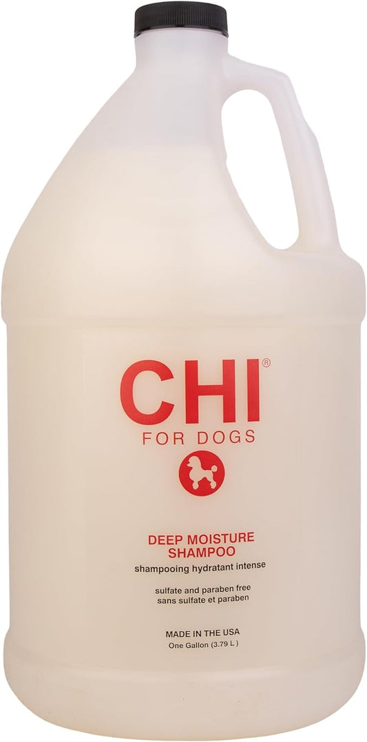 CHI for Dogs Deep Moisture Shampoo, Professional Dog Grooming Formula for Dry Coats, Hydrating and Nourishing Gallon Size Wash for All Breeds and Hair Types, 128 Fl Oz