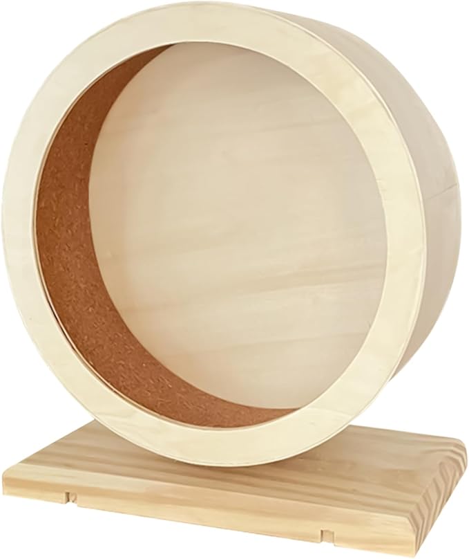 Hamster Exercise Wheels |Large Hamster Wheel Silent Running,Gerbil Wh EEL,Quiet Gerbil Whe el Wooden with Base, Spinner for Small Pets Mice Chinchilla Hedgehog Ger bil Running Enrichment Boredom