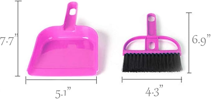 SEIS 3 Pack Hamster Mini Dustpan and Broom Set Guinea Pig Classical Besom Chinchillas Sweeper Cavy Cage Clean Hedgehogs Scooper for Small Animal (Pink)