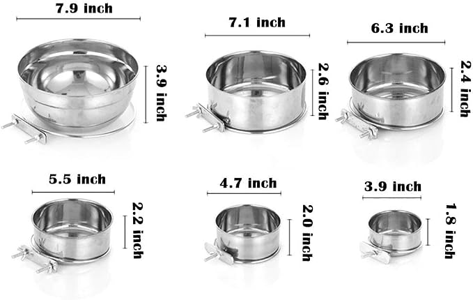 JiangYanus Stainless Steel Hanging Pet Bowls, Dog Crate Food and Water Bowl | Metal Coop Cups with Clamp Holder Detachable Cage Kennel Bowl Feeder Dish for Dogs Cats Birds Ferret Rabbit and Small Animals