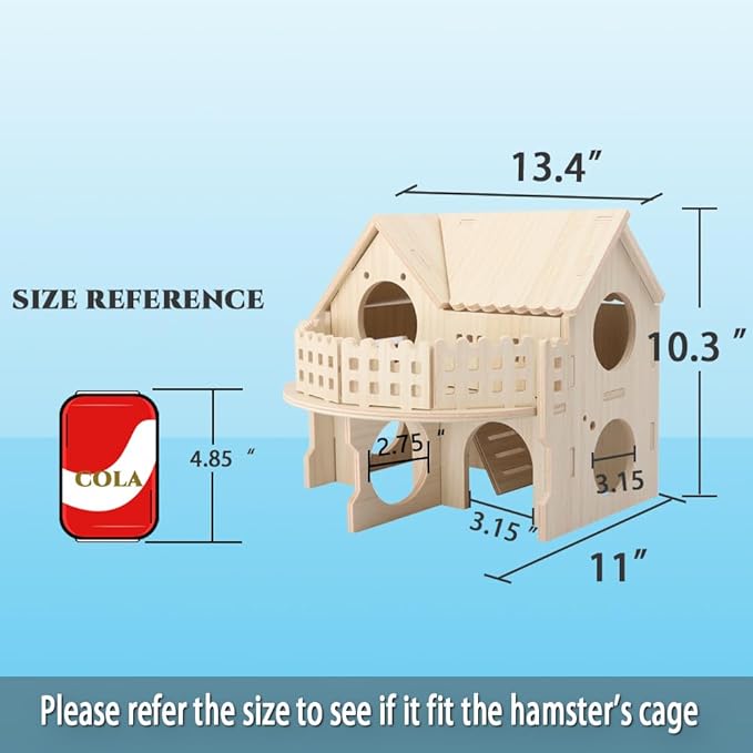 Baby Guinea Pig Maze Wooden House Fun Slide House Double-Decker House, Suitable for Guinea Pigs, Large Syrian Hamsters, Chinchillas Adult Dwarf Gerbils and Other Small Animals(Large Size)