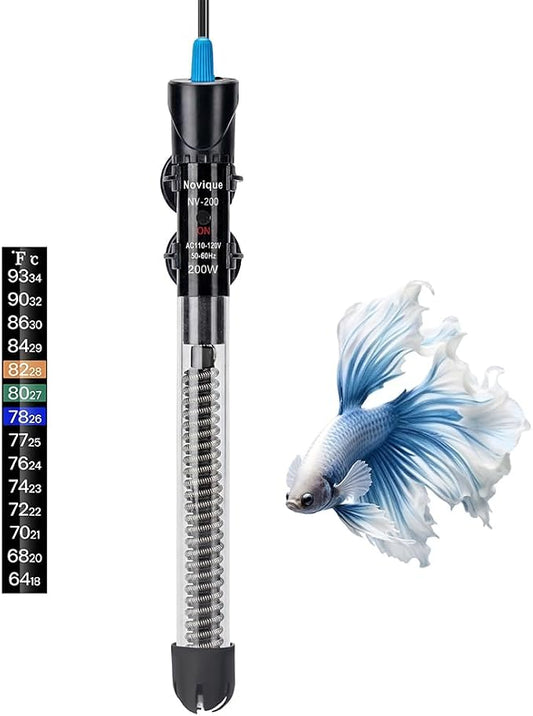 200W Aquarium Heater Adjustable Temperature Submersible Fish Tank Heater Water Thermostat with Thermometer for Freshwater and Saltwater Tanks