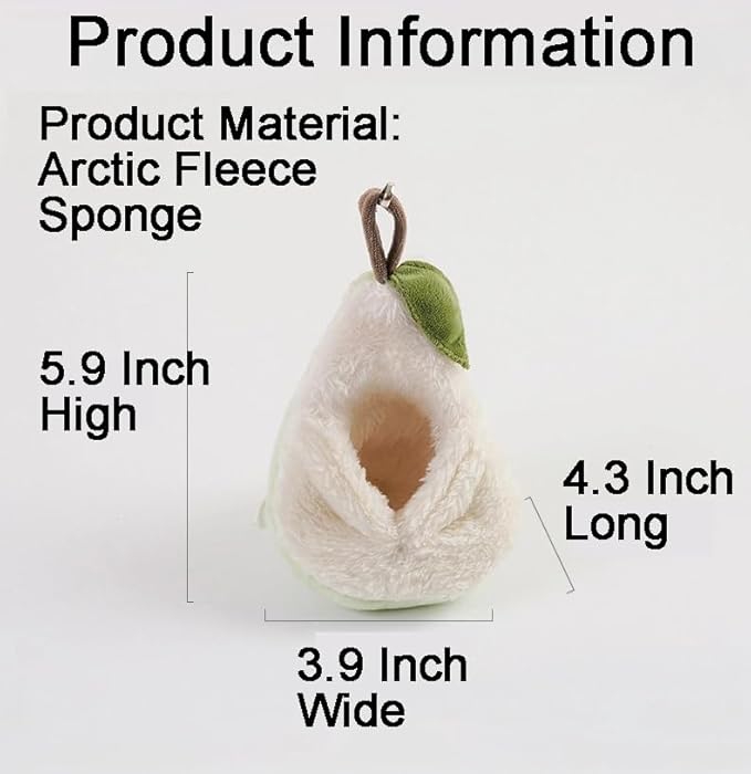 Hamster & Small Animals Shelter Pear Shape Cute Hammock Bed with Hook and Rope,Hanging Arctic Fleece Sleeping Bag Climbing Nest (Pear)