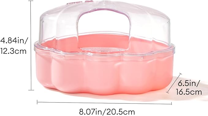 BUCATSTATE Hamster Sand Bath Kit Hamster Sand Bath Container Ultra Large Transparent Toilet for Syrian Hamsters Accessory for Small Animals(Pink, Shell-Shape)