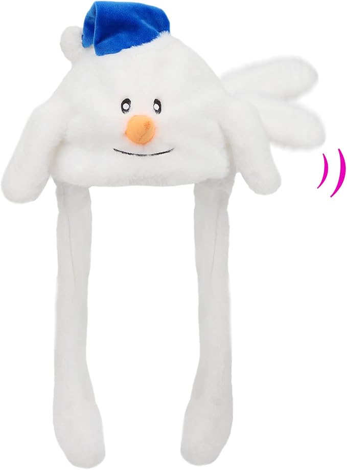 Bubblepompom Animal Hat with Ears Moving Jumping Pop Up Beating Hat Plush Holiday Cosplay Dress Up Funny Gift for Kids