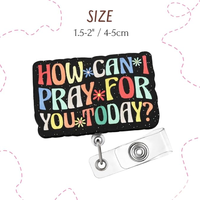 Pray for You Christian Religious Badge Reel Retractable ID Holder Jesus God Lanyard with Alligator Clip for Nurse Medical Worker Teacher Nursing Spiritual Decorative Accessory Healthcare Staff