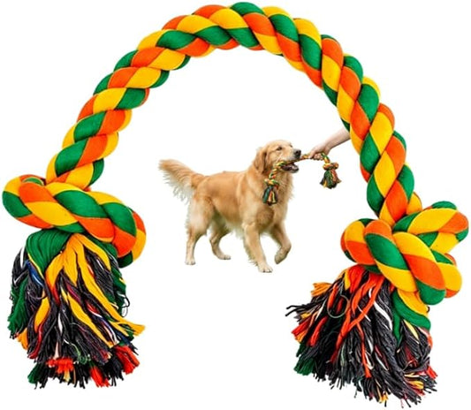 Heavy Duty Dog Rope Toys for Large/Medium Aggressive Chewers, 27.5 Inch Tough Cotton Tug Toy, 1.4 lbs Indestructible Double Knot Rope for Teeth Cleaning – Stronger for Golden Retriever