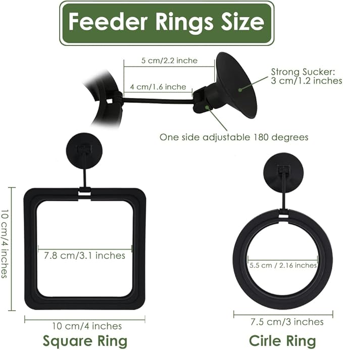 DS. DISTINCTIVE STYLE Fish Feeding Ring 2 Pieces Aquarium and Tank Floating Rings Food Feeders with Suction Cup(Black)