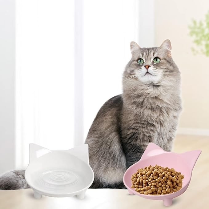 Cat & Dog Food Bowl – Non-Slip Wide Shallow Pet Dish for Whisker Fatigue Relief, Safe for Puppies & Rabbits(Safe Food-Grade)