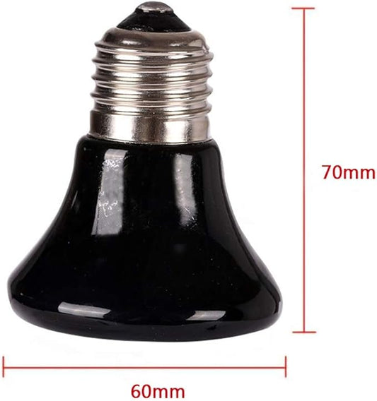 25W Mini Reptile Heat Lamp Bulb E26 Base Non-Light Emitting Infrared Ceramic Heat Emitter for Terrariums Turtles, Lizards, Snakes, and Small Pets 2-Pack