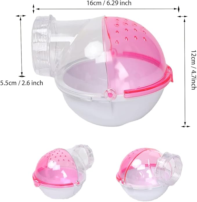 Small Animal Bath House,Pet Toy Acrylic Hamster Bathroom Cage Toilet Bathtub Sand Bath Container Removable, Suitable for Chinchilla Syrian Hamster Gerbil (Pink)