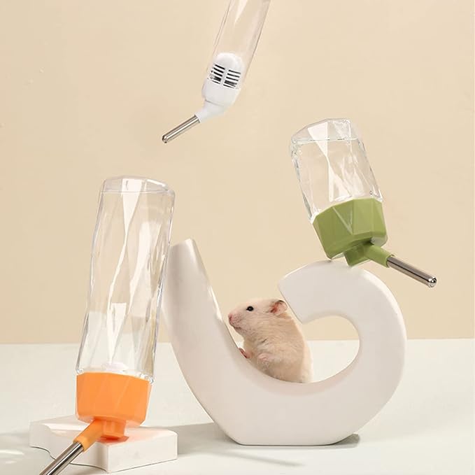 Water Bottle with Filter Leakproof Water Dispenser for Small Animals Drip Metal Nozzle - Blue - M