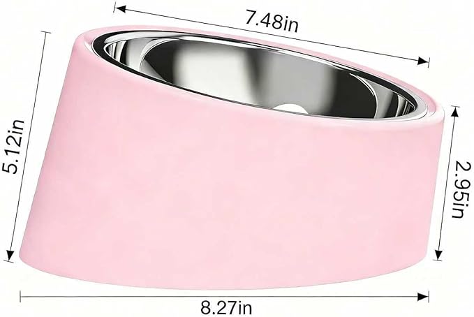 Pink Elevated Dog Bowl Set - 15° Tilted Slow Feeder (3 Sizes & 7 Colors), Anti-Choking Design with Non-Slip Base - BPA-Free for Small/Medium/Large Dogs (Pink, l)