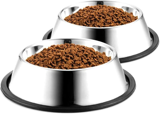 WEDAWN Stainless Steel Dog Bowls, 2.2 Cup/18oz Cat Bowl Water and Food with Rubber Base, Pet Bowls for Medium Dogs, Cats and Rabbit, 2Pack