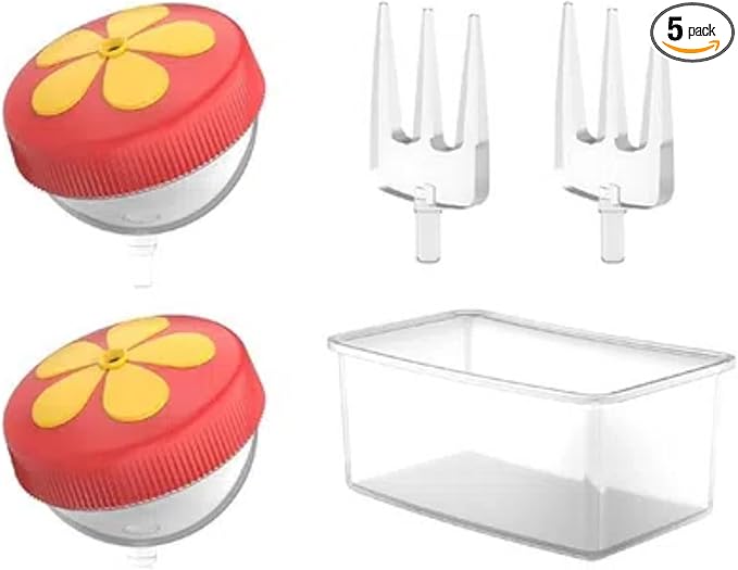 birdsnap® Perch Accessory DIY Add-ons: 2 Fruit Fork,2 Hummingbird Feeders and 1 Jelly Box Upgraded