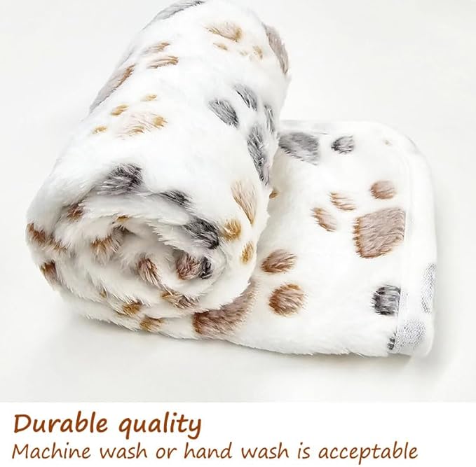 1 Pack 3 Blankets Fluffy Premium Fleece Soft Pet Blanket Flannel Throw for Cat Dog Puppy (Large 41x31'', Paw-White)
