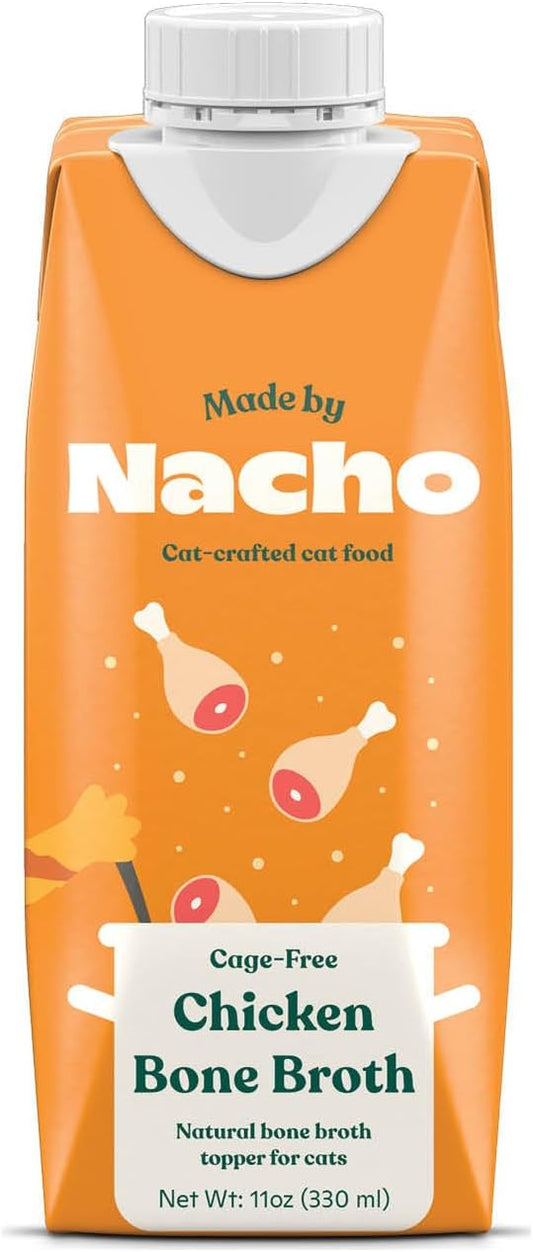 Made by Nacho Bone Broth Cat Food Topper for Hydration and Picky Eaters - Add Protein and Flavor to Your Dry Cat Food – Supports Optimal Nutrition, Digestion, Skin & Coat, 11 oz. Chicken