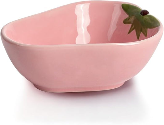 Small Guinea Pig Food Bowl Strawberry-Shaped Cute Ceramic Hamster Water Bowl Ferret Rat Chinchilla Rabbit Feeding Dish Young Animal Feeder(Pink)