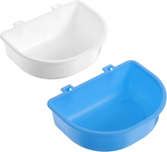 2 Pcs Rabbit Food Bowl, Guinea Pig Food Dish Bird Feeding Dish Crate Bowls for Bunny Hutch Hamster Puppy Dog Crate Guinea Pig Ferret Chinchilla