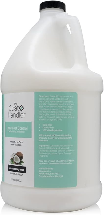 The Coat Handler Undercoat Control Deshedding Dog Conditioner Coconut Milk Fragrance, 1 Gallon - Combats and Reduces Shedding, Undercoat Removal, Fights Excessive Hair Shed, Omega 3 and 6 Rich