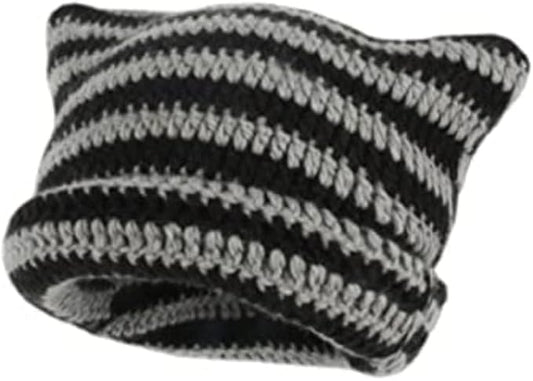 Crochet Hats for Women Cat Beanie Vintage Beanies Women Fox Hat Grunge Accessories Slouchy Beanies for Women