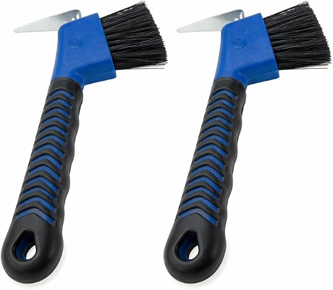 Intrepid International Rubber Handle Hoof Pick with Brush - 2 Pack - Blue