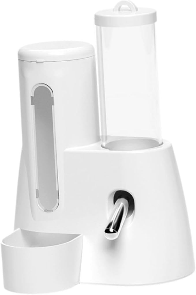 Baoblaze Automatic Hamster Feeder Food Dispenser Hamster Water Bottle Lightweight Clear Food Container for Ferrets Gerbils Chinchillas, White, 125ml
