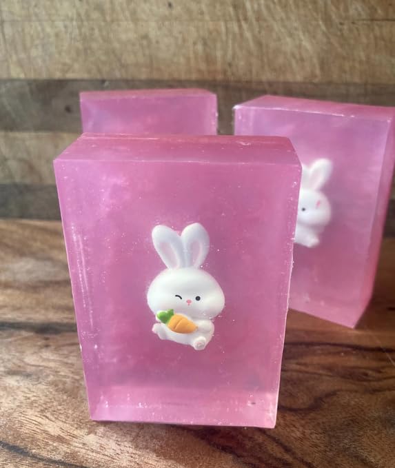 Cute easter bunny rabbit toy Embedded watermelon scented Soap Bar, Fun Gift, stocking stuffer, or Party Favor