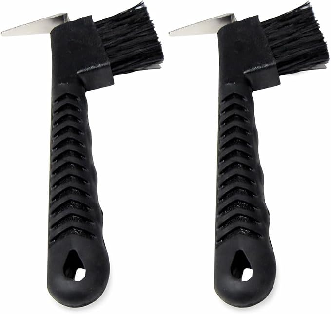 Intrepid International Rubber Handle Hoof Pick with Brush - 2 Pack - Black