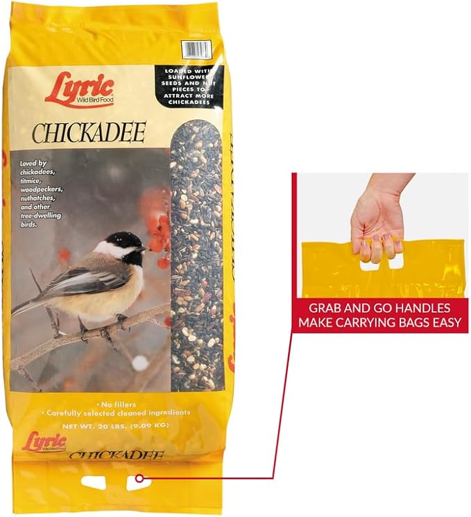 Lyric Chickadee Wild Bird Seed - Sunflower & Nut Premium Wild Bird Seed for Outside Feeders for Chickadees, Nuthatches & Titmice - 20 lb Bag
