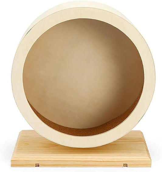 Hamster Exercise Wheel，Small Animals Running Toy Suitable for Rat, Pig, Chinchilla, Gerbil, etc. pet Wooden Harmless, Handmade (L)