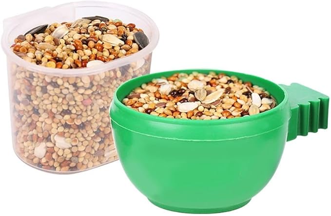 New Bird Parrot Pigeons Hamster Pet Cage Aviary Water Food Bowl Feeder Plastic Round Water Cup Hanging Drinking Feeding Bowl-5pcs