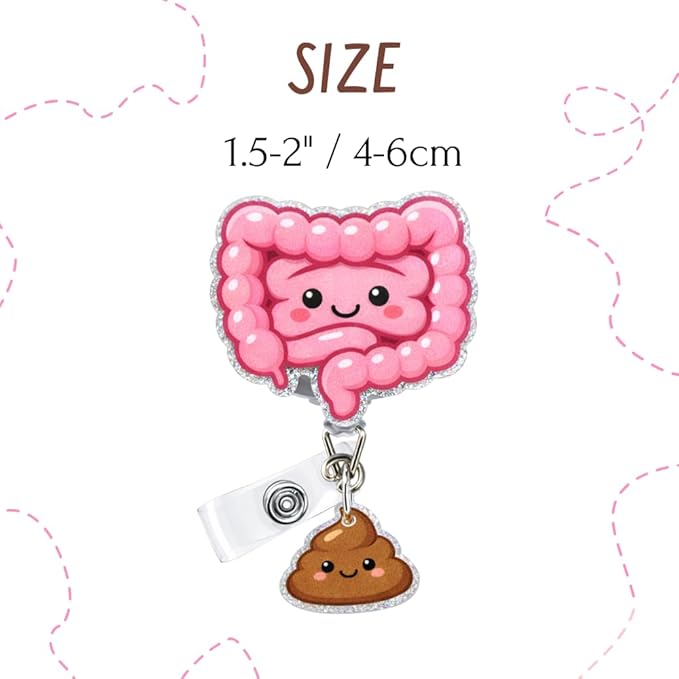 Intestines and Poop Badge Reel Funny Colon Anatomy Humor Hospital Clinic ID Name Holder with Retractable Clip Gift for Gastroenterology Gastro Nurse Medical Assistant Endoscopy RN Healthcare Workers
