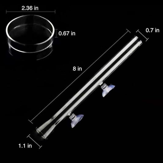 Shrimp Feeding Tube and Dish,2 Cup Clear Crystal Glass Fish Tank Shrimp Feeder Tube Tray