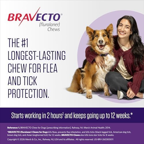 BRAVECTO Chew for Dogs, Flea & Tick, 1 Chew, 12 Week Supply, 9.9-22 lbs., Orange Box