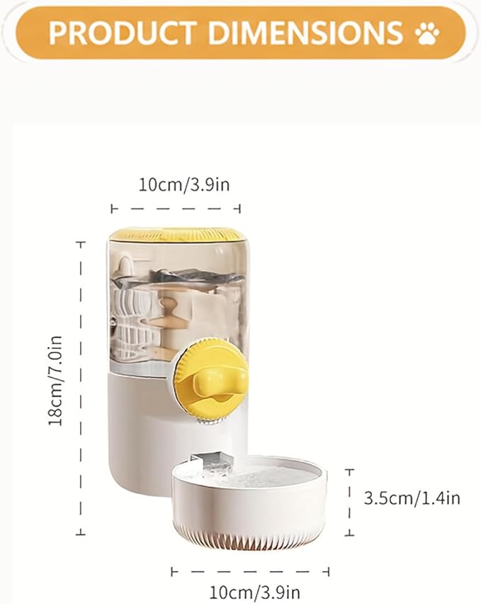 GPY Automatic Hanging Gravity Siphon Water Dispenser, 30oz Large Capacity Rabbit Water Bottle Guinea Pig Bunny Water Dispensers Small Animal Water Bottle（Water Dispenser only, Yellow