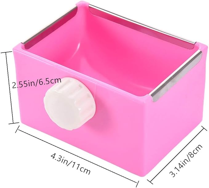 Hypeety Hamster Food Bowl Small Pet Feeder Food Water Bowl Fixable Plastic Hamster Food and Water Bowl Dispenser Durable Cage Bowl Feeder for Hamster Guinea Pig Rabbit Small Animals(Pink)