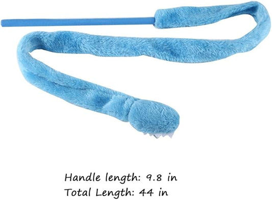 Cat Toy Snake, Serpentine Mint Cat Teasing Stick Enhance Bond with Cats, Pet Stress Relief and Interactive Toys (Blue)