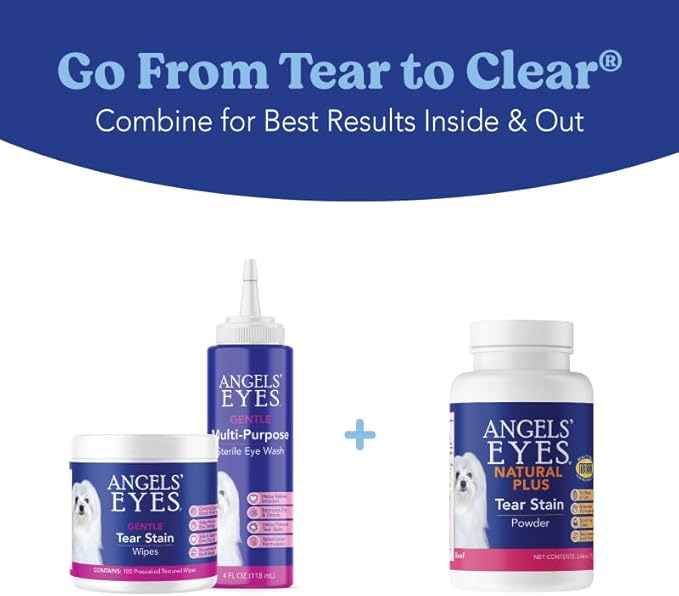 ANGELS' EYES NATURAL PLUS Tear Stain Prevention Beef Powder for Dogs | All Breeds | No Wheat No Corn | Daily Support for Eye Health | Proprietary Formula |Limited Ingredients | Net Content 45g