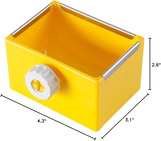 Cage Feeder Food & Water Hay Bowl Dish Bin Feeder, Small Animal Supplies for Rabbit Guinea Pig Chinchilla Hamster Ferret (Yellow)