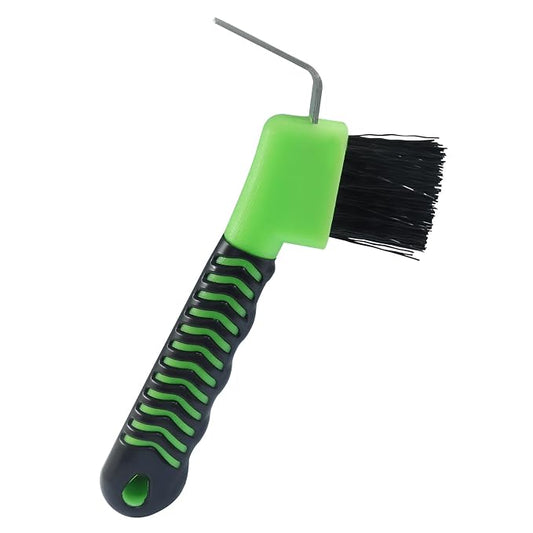 Litoexpe 1 Pcs Horse Hoof Pick Brushes with Soft Touch Rubber Handle, Fine Brush for Goat Donkey and Horse Equestrian Enthusiasts (Green)