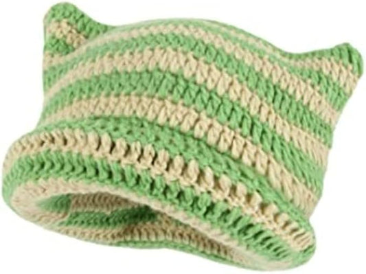 Crochet Hats for Women Cat Beanie Vintage Beanies Women Fox Hat Grunge Accessories Slouchy Beanies for Women
