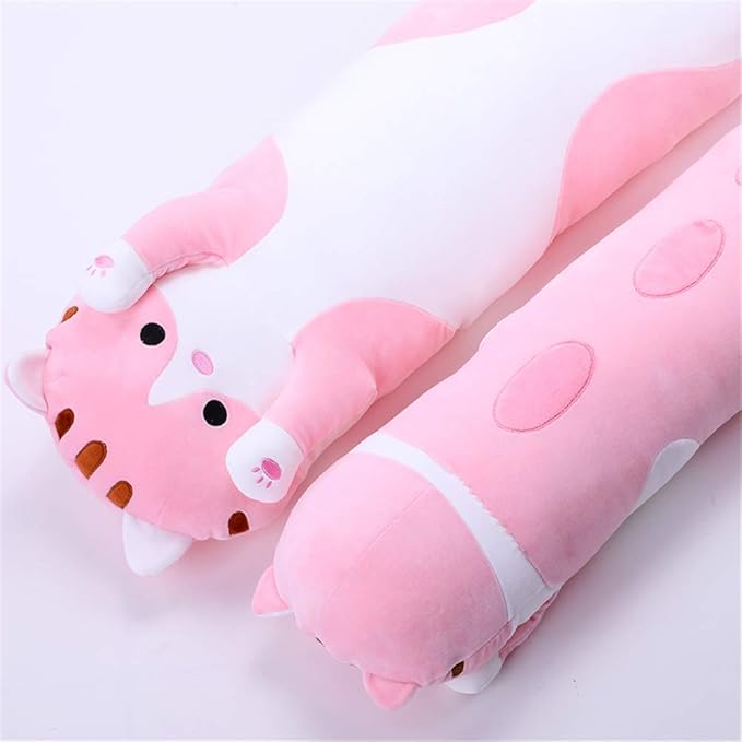 shangman Lovely Plush Cat Doll Cute Cartoon Soft Stuffed Kitten Pillow Long Throw Sleeping Pillow Doll Toy Gift for Kids Girlfriend Multiple Size (Pink,130cm/51.1in)